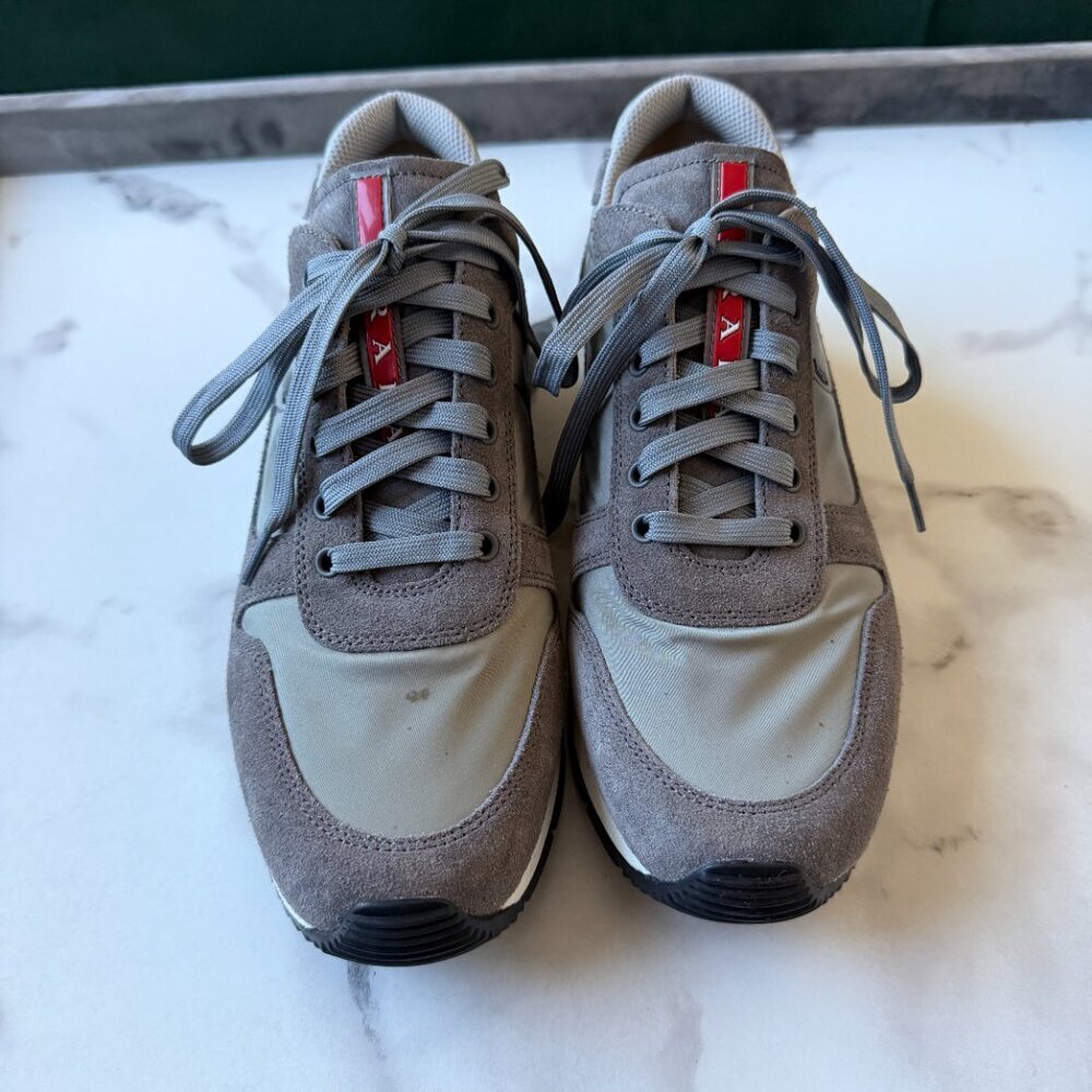 Prada Gray Nylon Suede Sneakers Size 37.5 - Picture 3 of 10